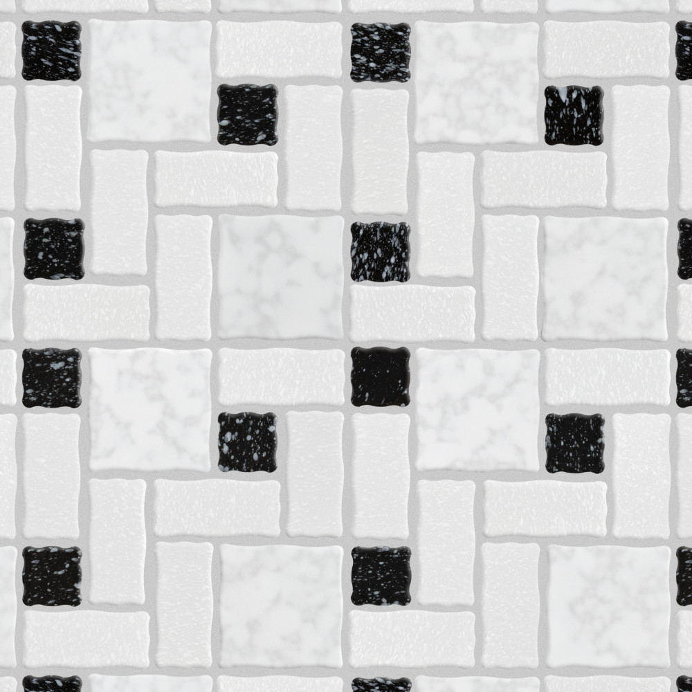 Academy White and Black 11.88x11.88 Square Porcelain Floor and Wall Digital Pattern