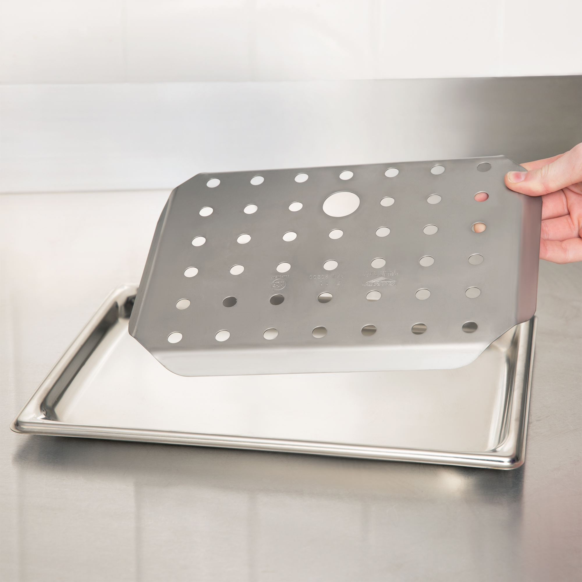 Halfsize Super Pan V® stainless steel false bottom Vollrath Foodservice