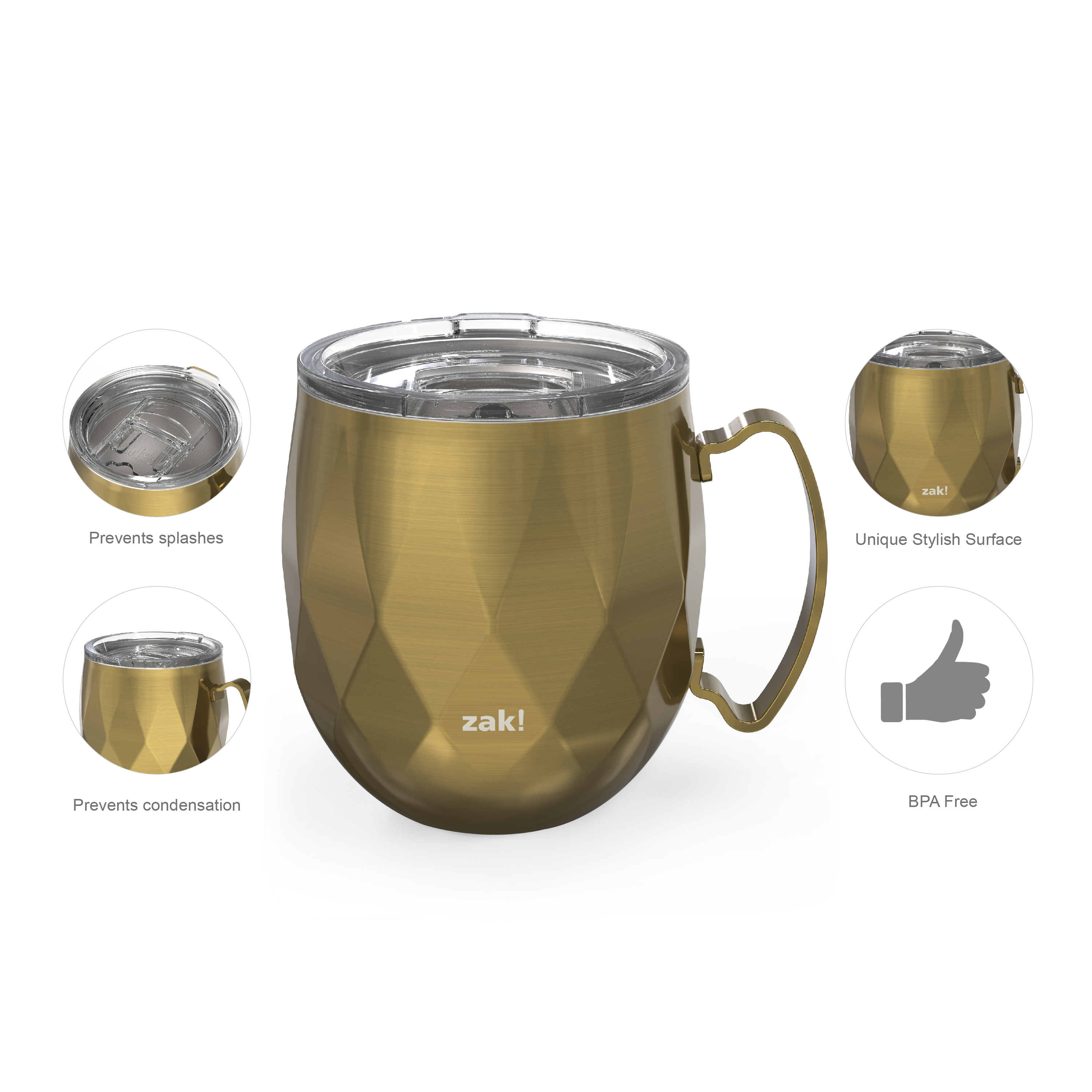 Fractal 19 ounce Vacuum Insulated Stainless Steel Mule Mug, Light Gold slideshow image 9 Fractal 19 ounce Vacuum Insulated Stainless Steel Mule Mug, Light Gold slideshow image 9