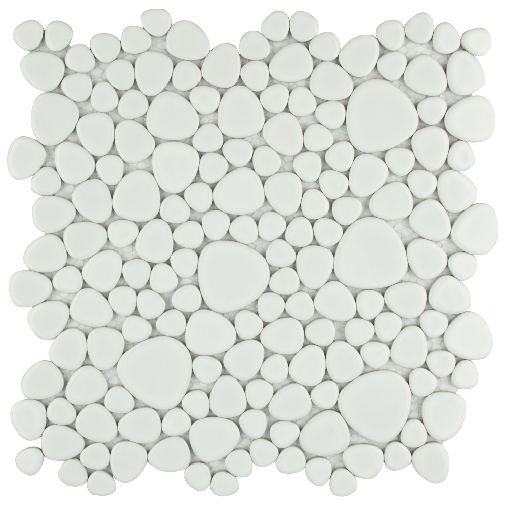 Pebble White 10-3/4 in. x 10-7/8 in. Porcelain Mosaic Tile