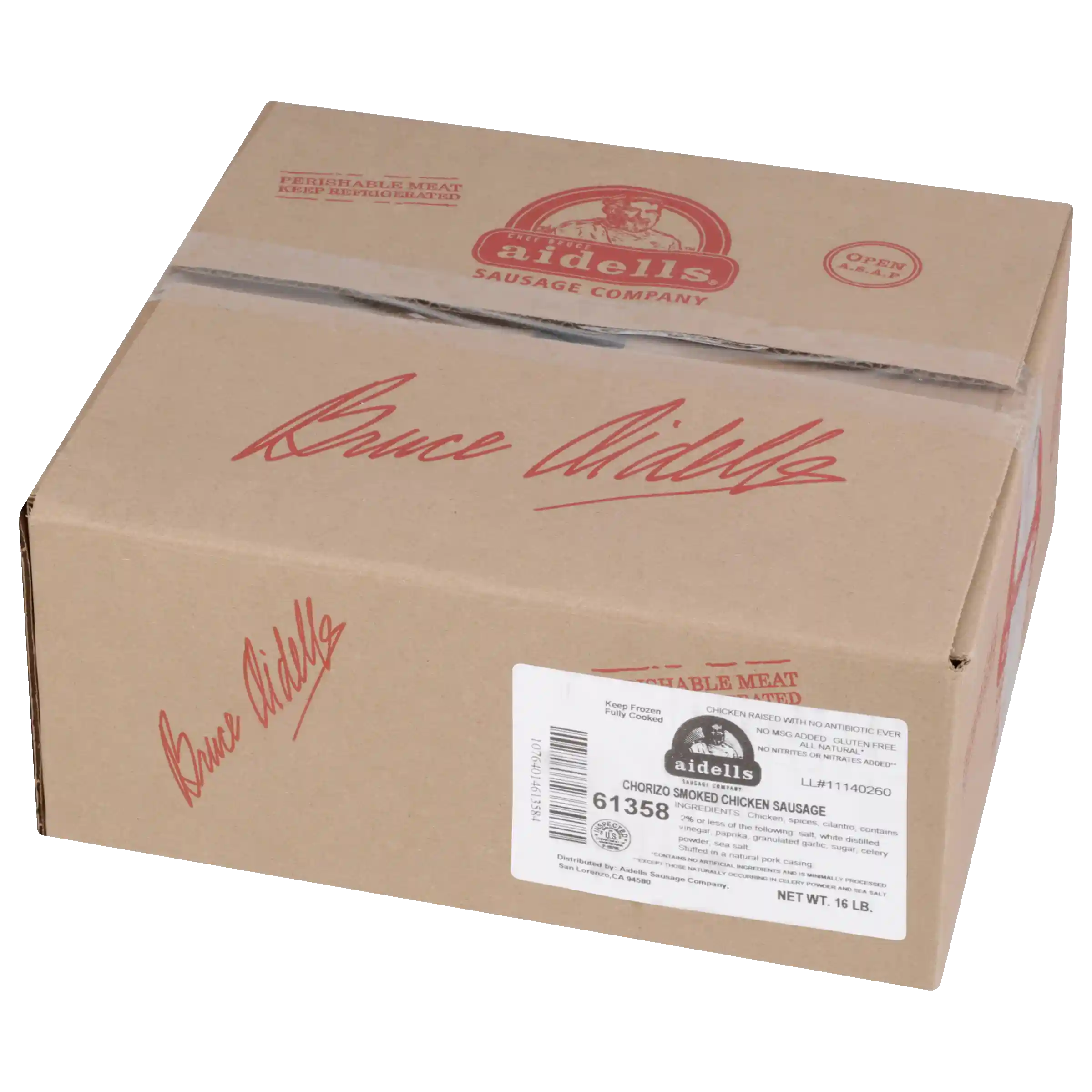 Aidells® Fully Cooked Smoked Chorizo Chicken Sausage Links, 4 oz, 64 Links per Case, 16 Lbs, Frozen_image_41