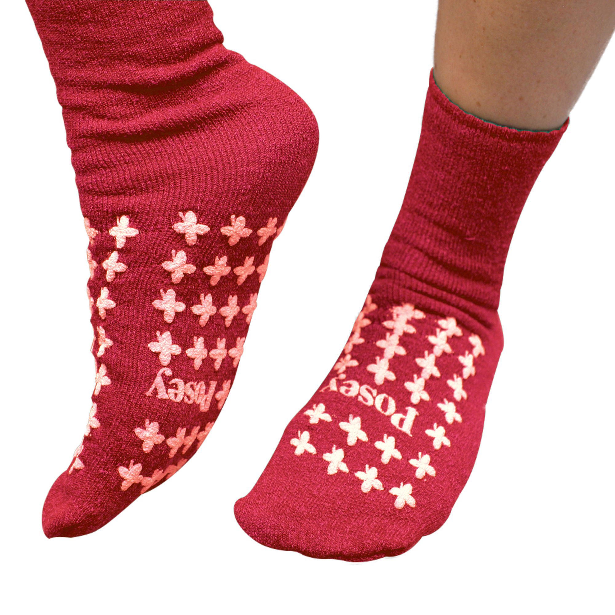 Posey® Fall Management Slipper Socks, Red, One Size Fits Most
