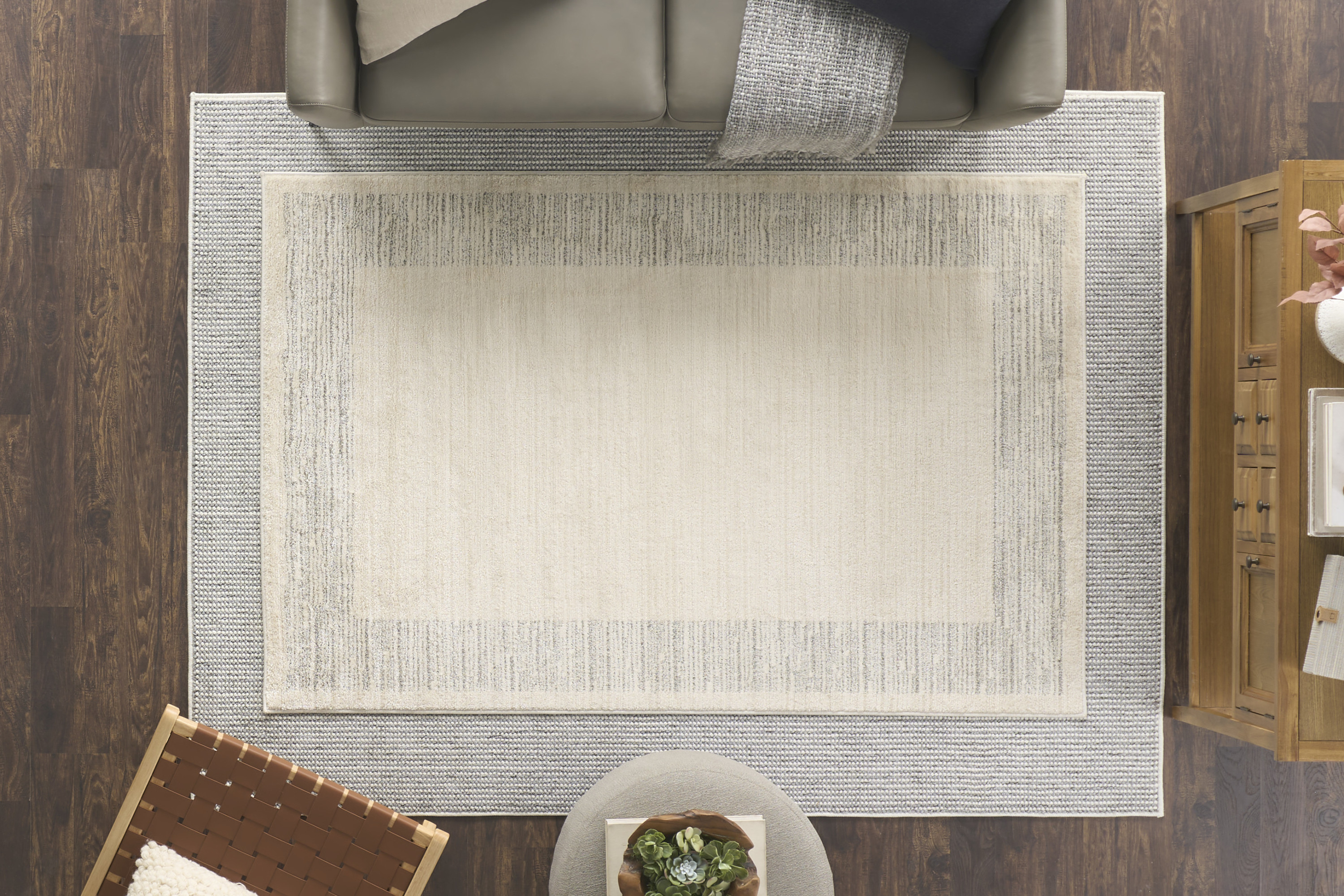 Nourison Natural Texture 5'3" x 7' Ivory Grey Farmhouse Indoor Rug