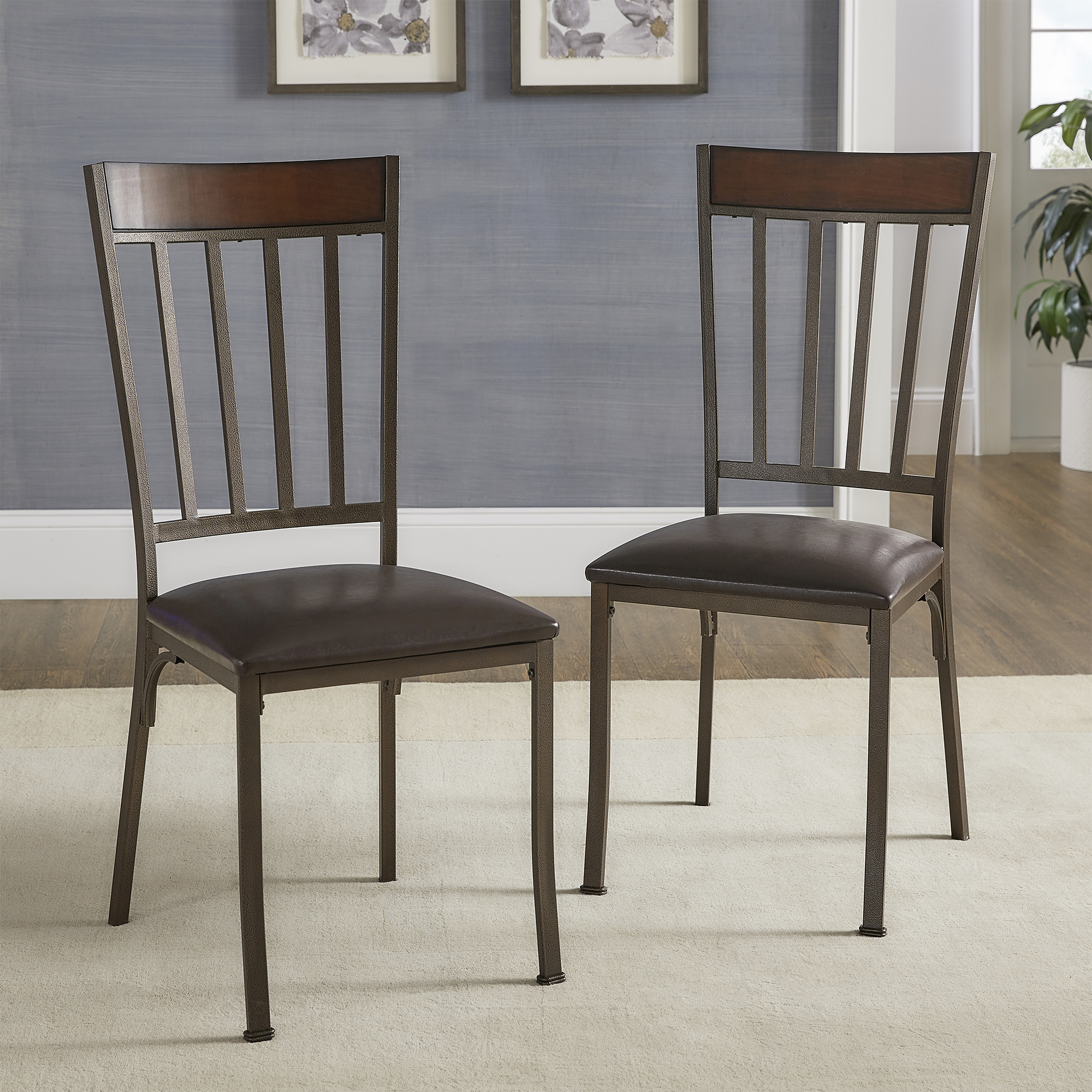 Antique Bronze Finish Dining Chairs (Set of 2)