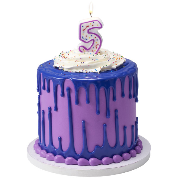 5 Party Purple Numeral Candles