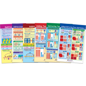 Math Bulletin Board Chart Set, Addition & Subtraction, Set of 6