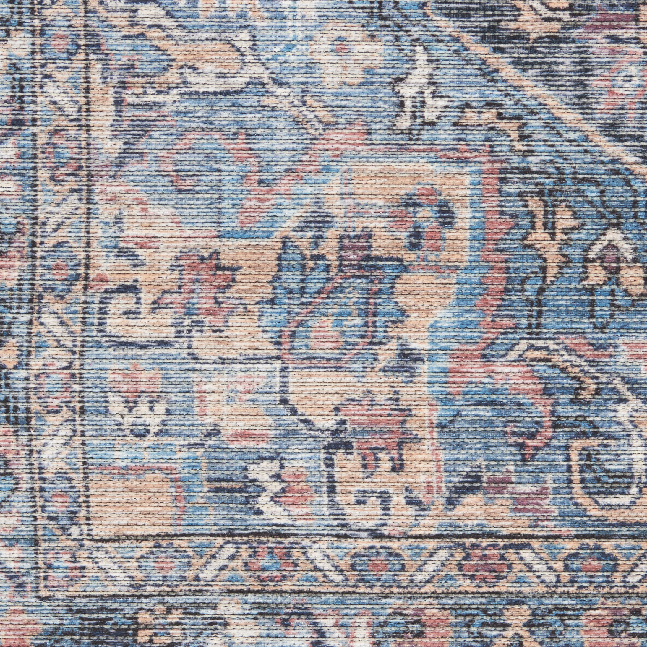 Nourison New Concept Washables 6' x 9' Light Blue Multicolr Vintage Indoor Rug