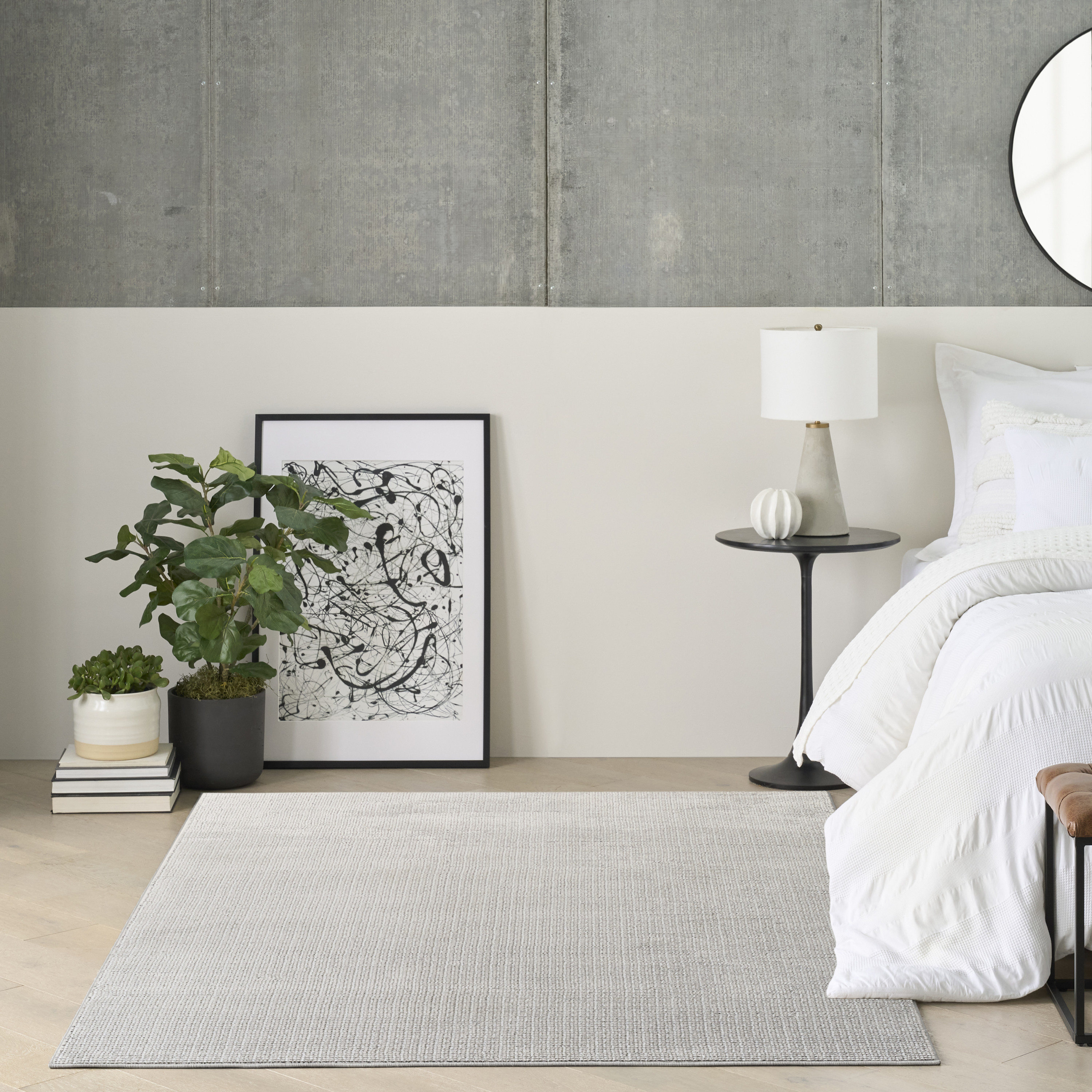 DKNY Atlantic Avenue 4' x 6' Ivory Black Modern Indoor Rug