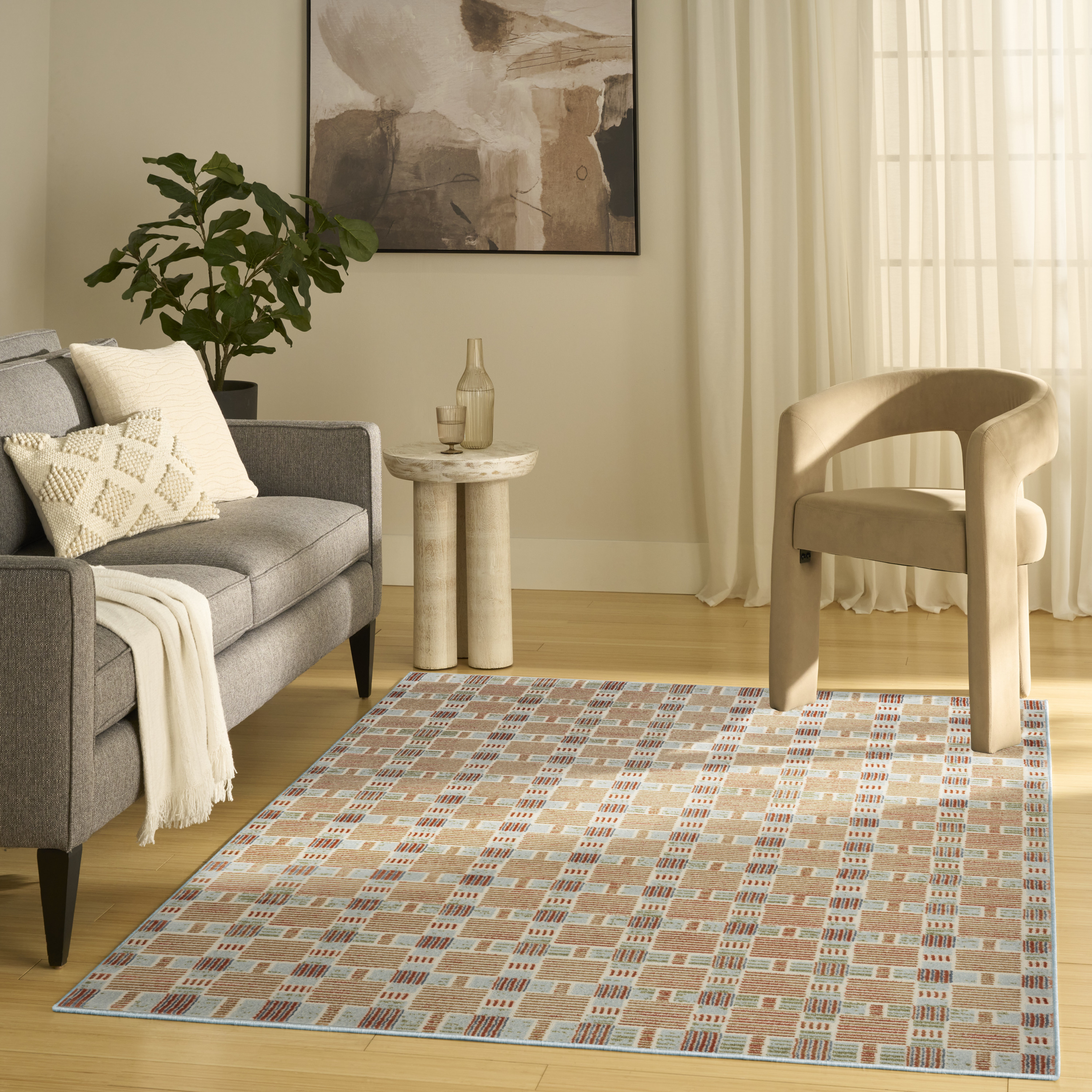 Nourison Nordic 5' x 7' Rust Multicolor Modern Indoor Rug