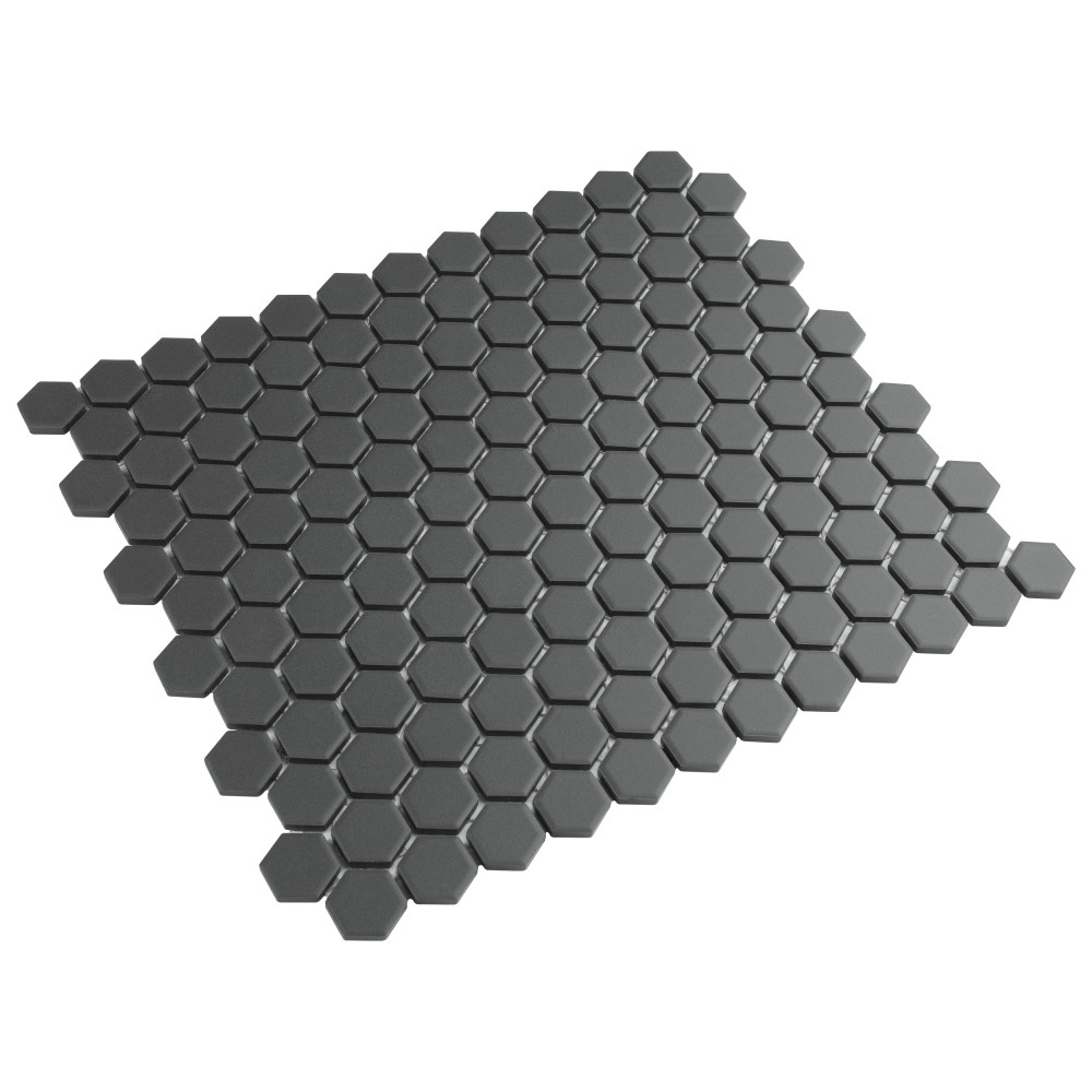 Metropolis 1″ Hex Unglazed Black 10-1/4 in. x 12 in. Porcelain Mosaic Tile