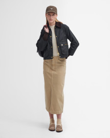 Cropped Beadnell Waxed Jacket Sage-Ancient
