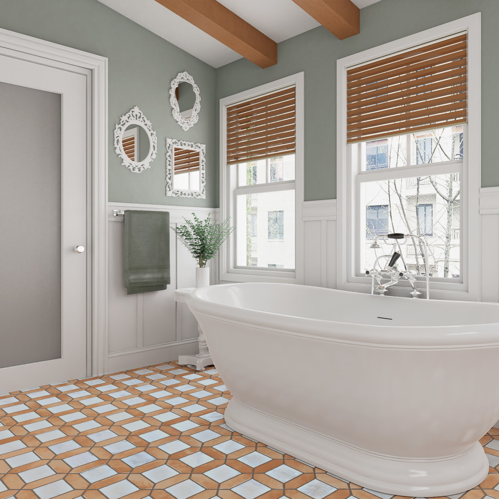 Picket Arendel Terra with White Square 14-5/8 in. x 22-1/2 in. Porcelain Floor and Wall Tile