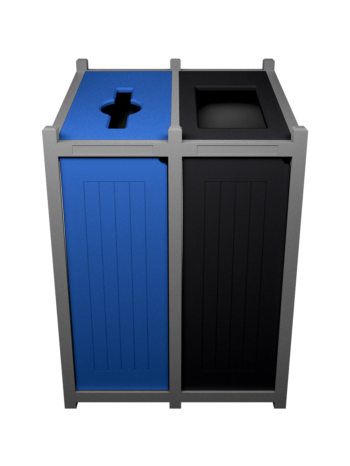 Busch Systems Aspyre Collection Venture Series double in grey with black and blue doors and openings