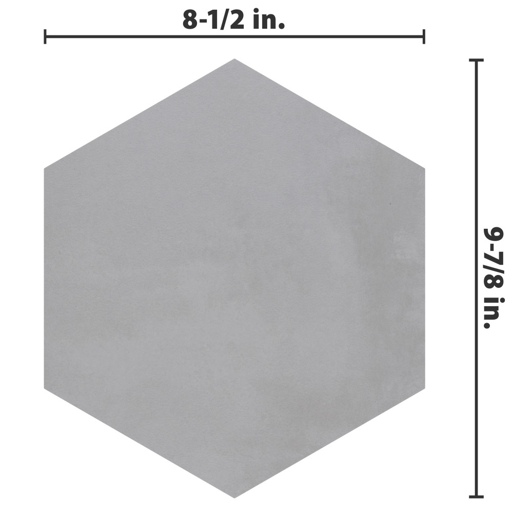 Industrial Hex White 8-1/2 in. x 9-7/8 in. Porcelain Floor and Wall Tile