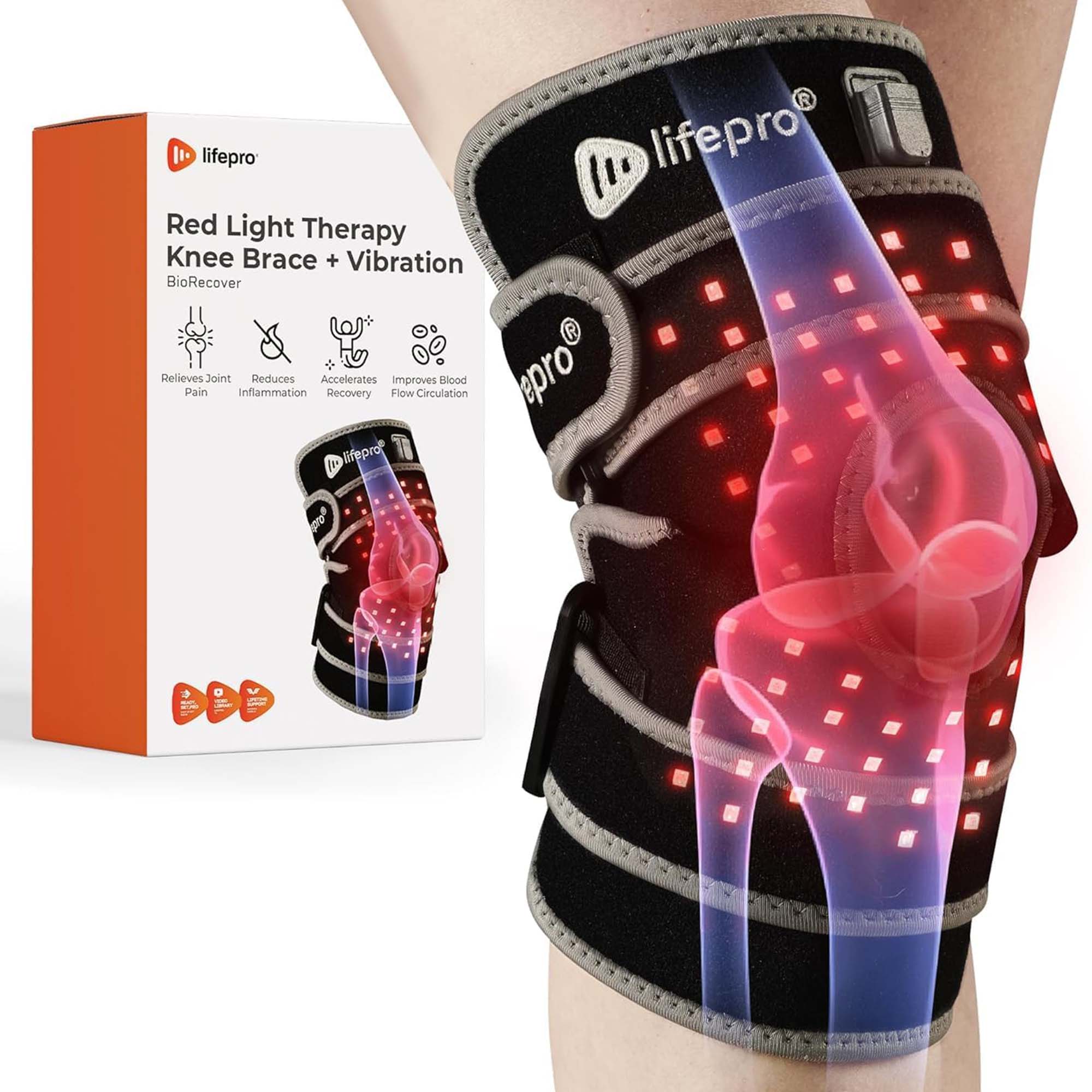 Light Therapy Knee Brace BioRecover™ One Size Fits Most Hook and Loop
