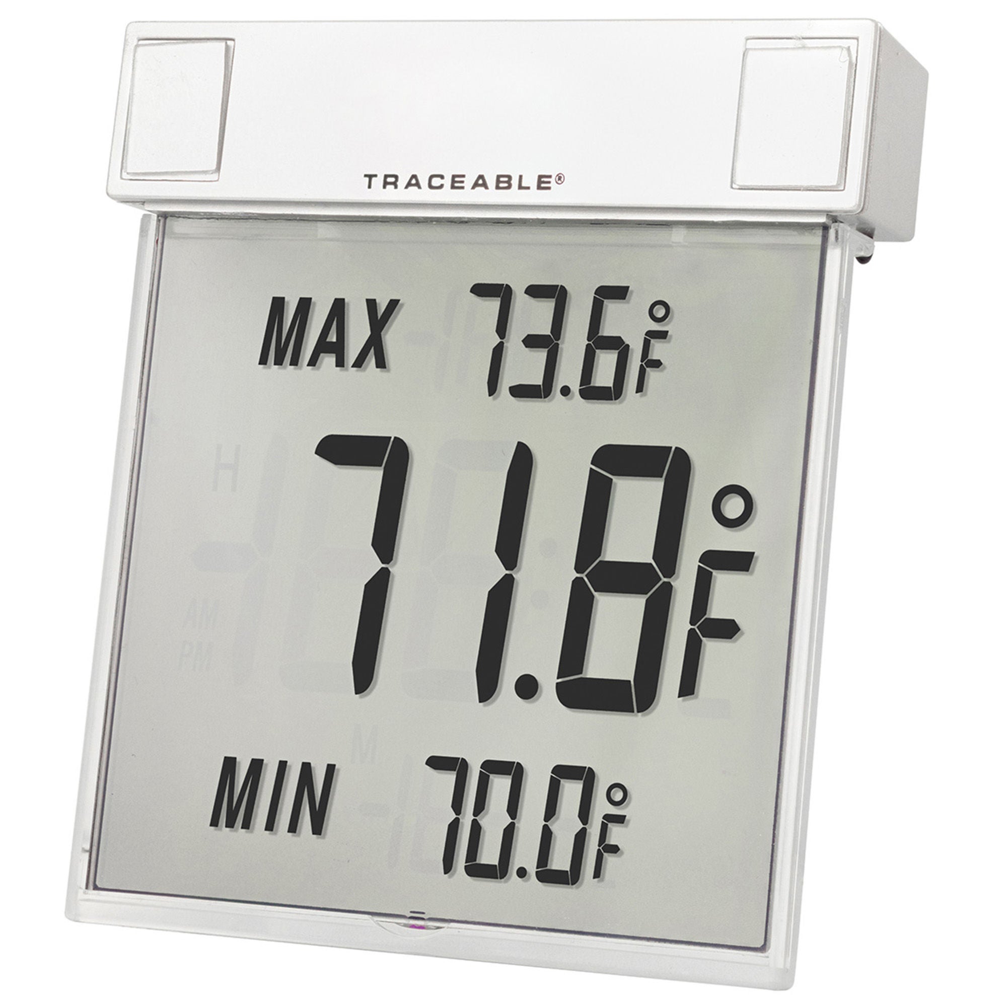 Digital Thermometer Traceable® Big-Digit See-Thru™ Fahrenheit / Celsius -13° to +158°F (-25° to +70°C) Internal Sensor Multiple Mounting Options Battery Operated