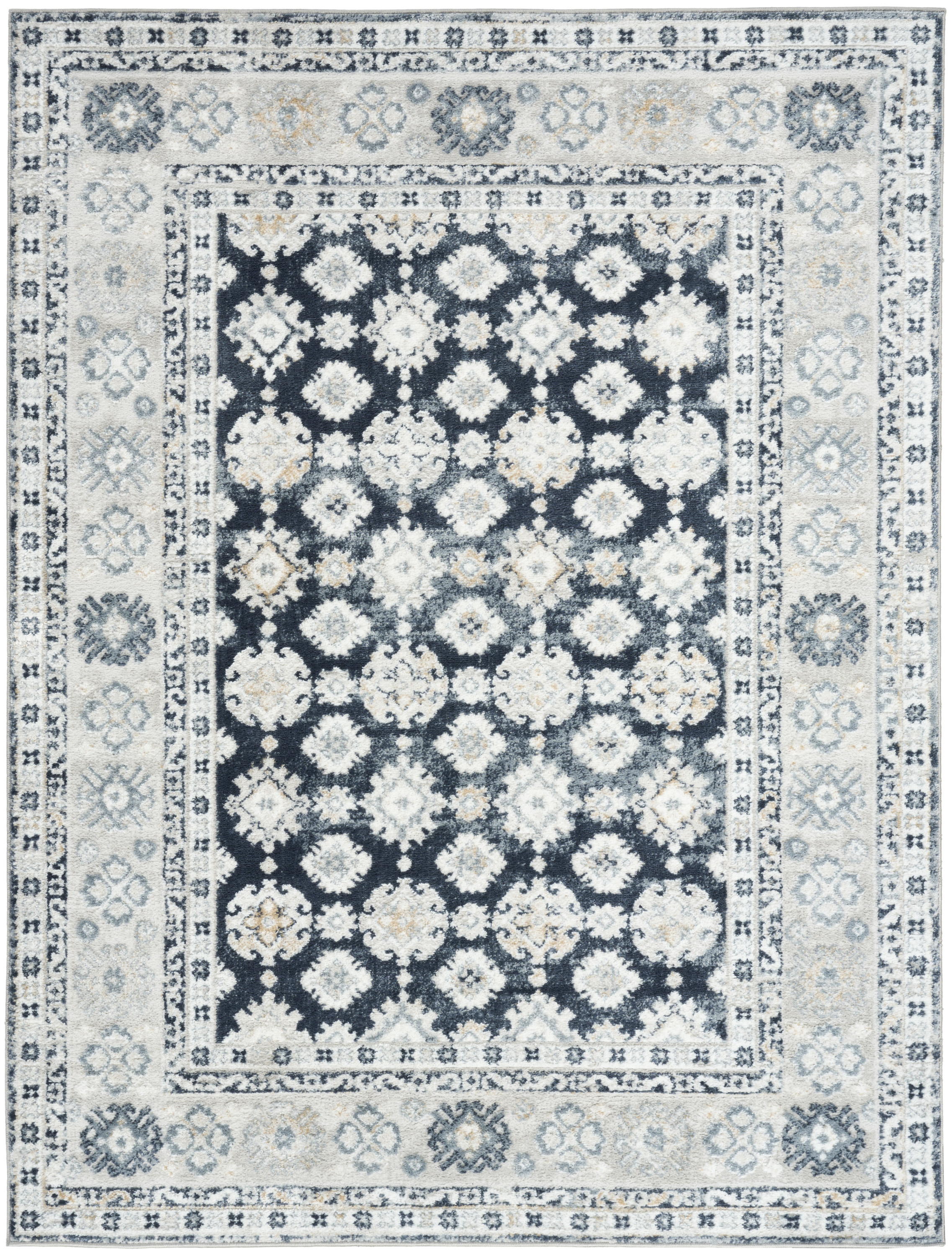 Nourison Dekor 4' x 6' Grey Navy Vintage Indoor Rug