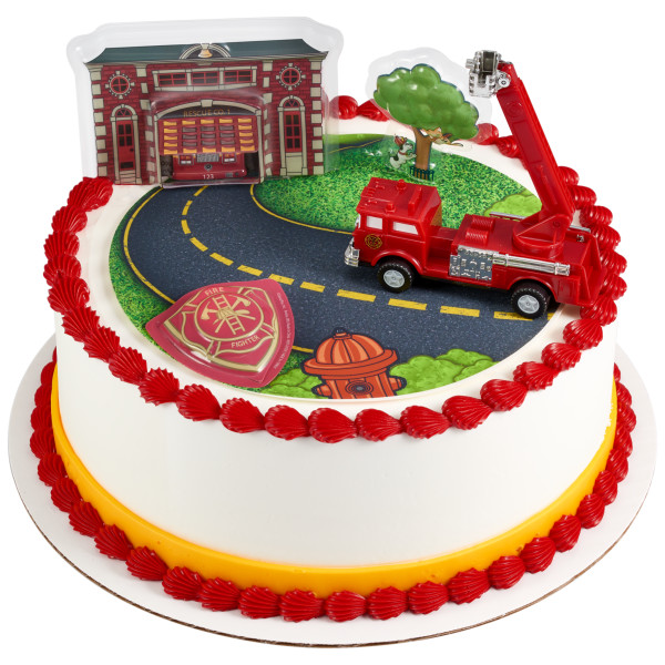 Fire Truck & Station PhotoCake® Edible Image® DecoSet® Background