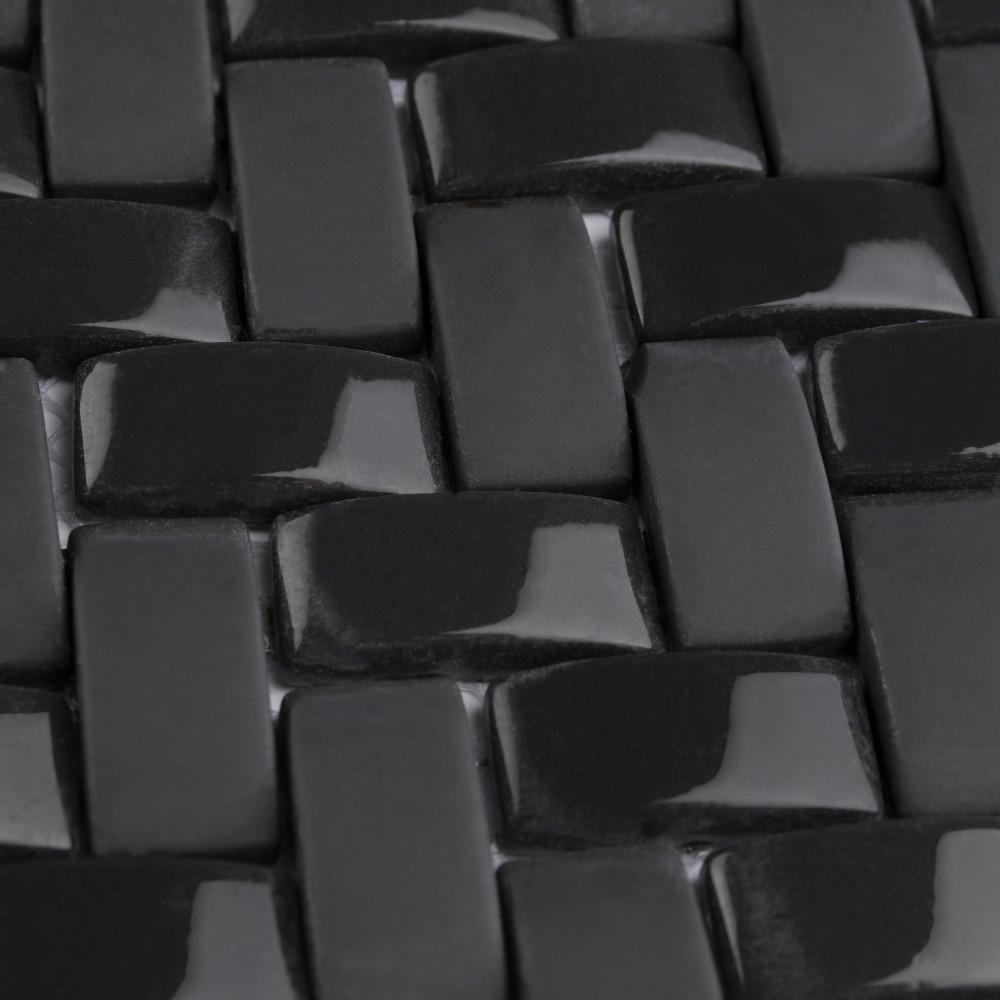 Expressions Weave Black 12.25x12.25 Square Glass Floor and Wall Face