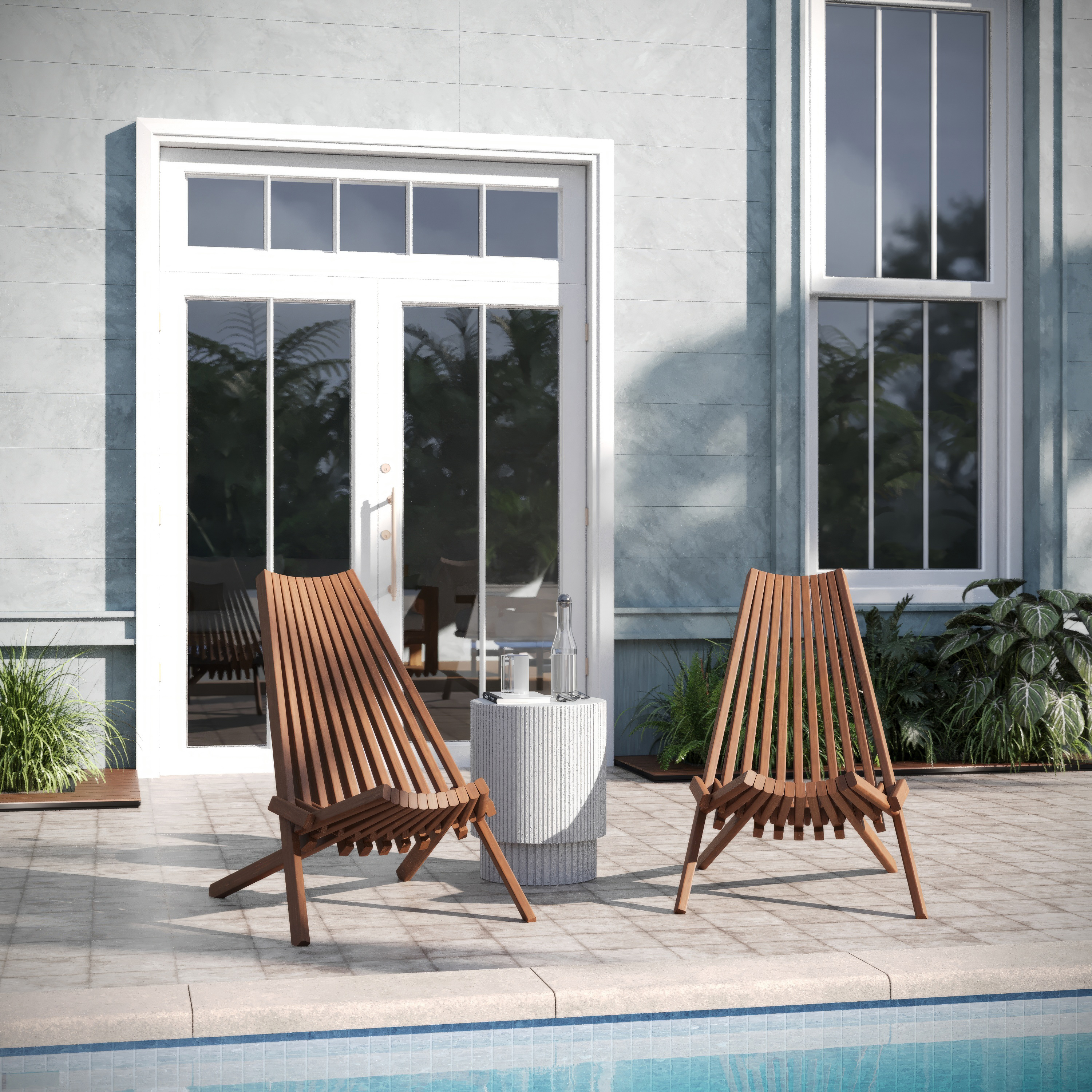 Duhram Black Folding Chair for Indoor/Outdoor Use with Acacia Wood Low Profil... - Picture 14 of 21