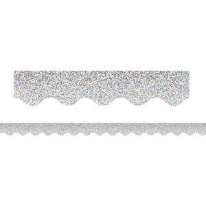 Silver Sparkle Scalloped Border Trim, 35 Feet