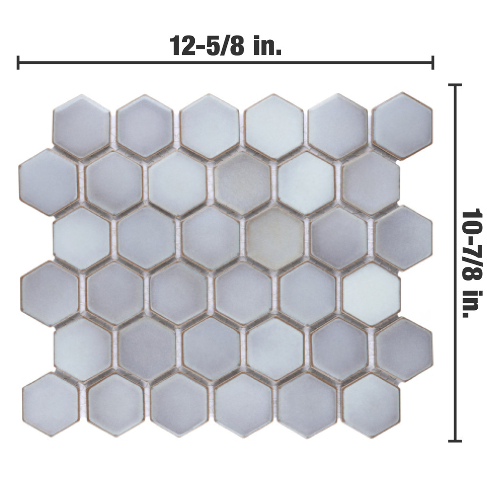Sample – Hudson Due 2″ Hex Grey Eye Porcelain Mosaic Tile