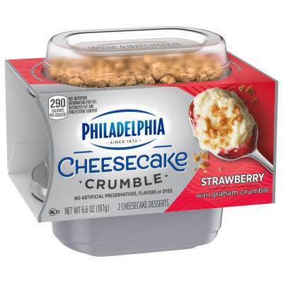 Philadelphia Cheesecake Crumble Strawberry Cheesecake Desserts with Graham Crumble, 2 ct Pack