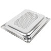 Half-size 1 ½-inch-deep Super Pan 3® perforated stainless steel steam table pan