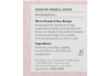 Ingredient panel of Red Raspberry Herbal Tea box