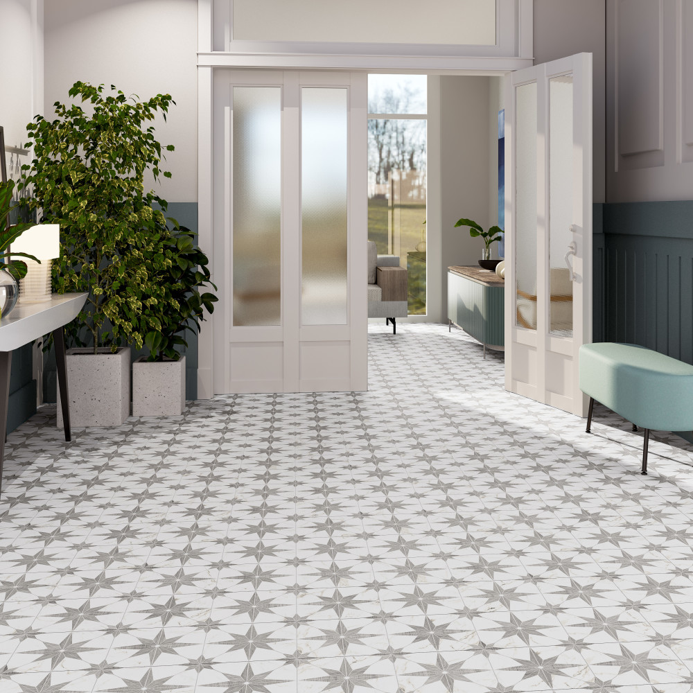 Llama Stella Loire Silver Smoke 9-3/4 in. x 9-3/4 in. Porcelain Floor and Wall Tile