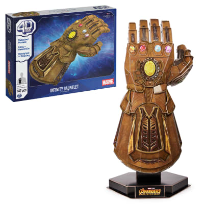 4D Build, Marvel Infinity Gauntlet 3D Model Kit with Stand, Marvel Collectibles & Desk Décor, Adult Puzzle, Building Toys, 142 Pieces, 3D Puzzles, Gift Ideas for Ages 12 & Up