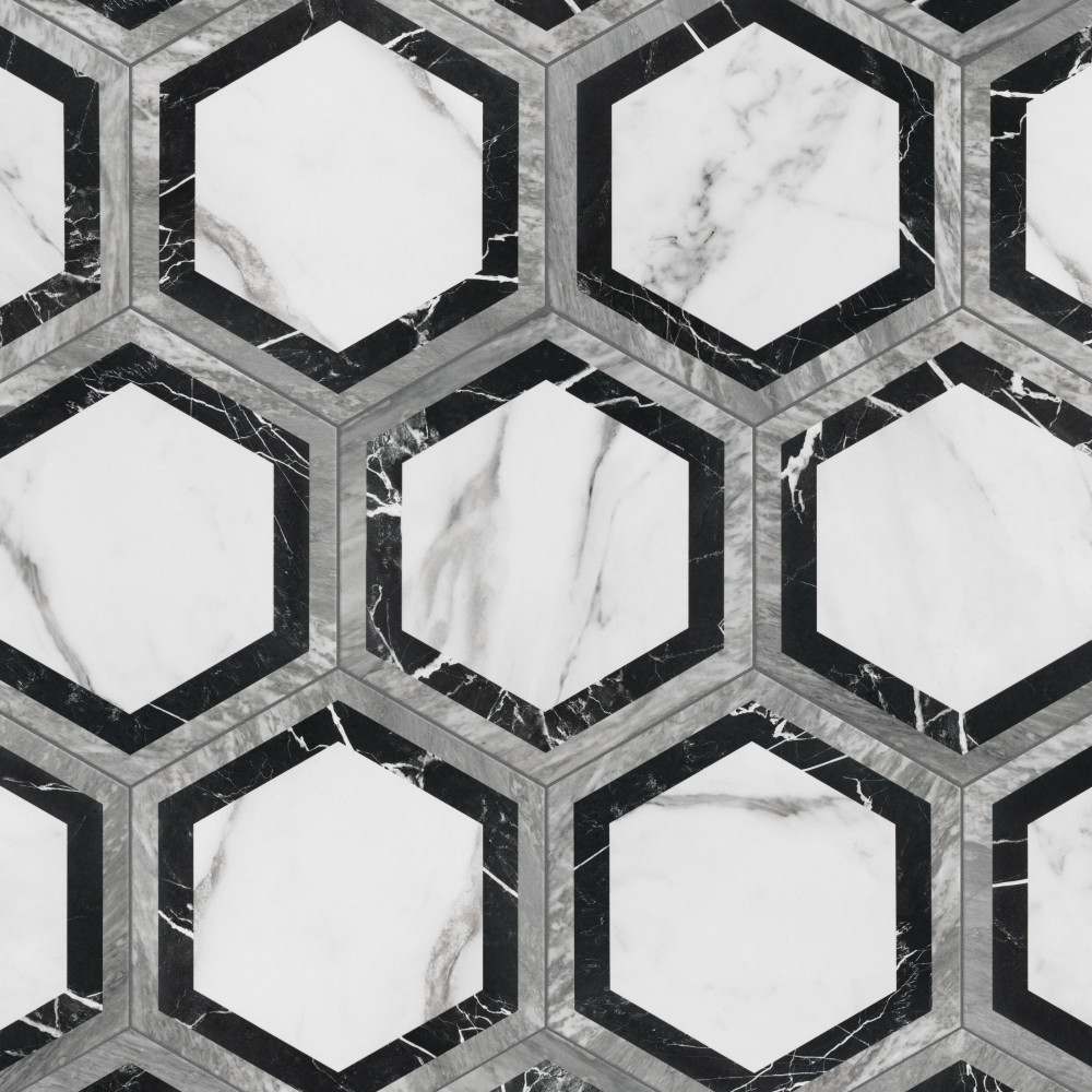 BioTech Hex Bardiglio Agra 11x13 Hexagon Porcelain Floor and Wall Digital Pattern