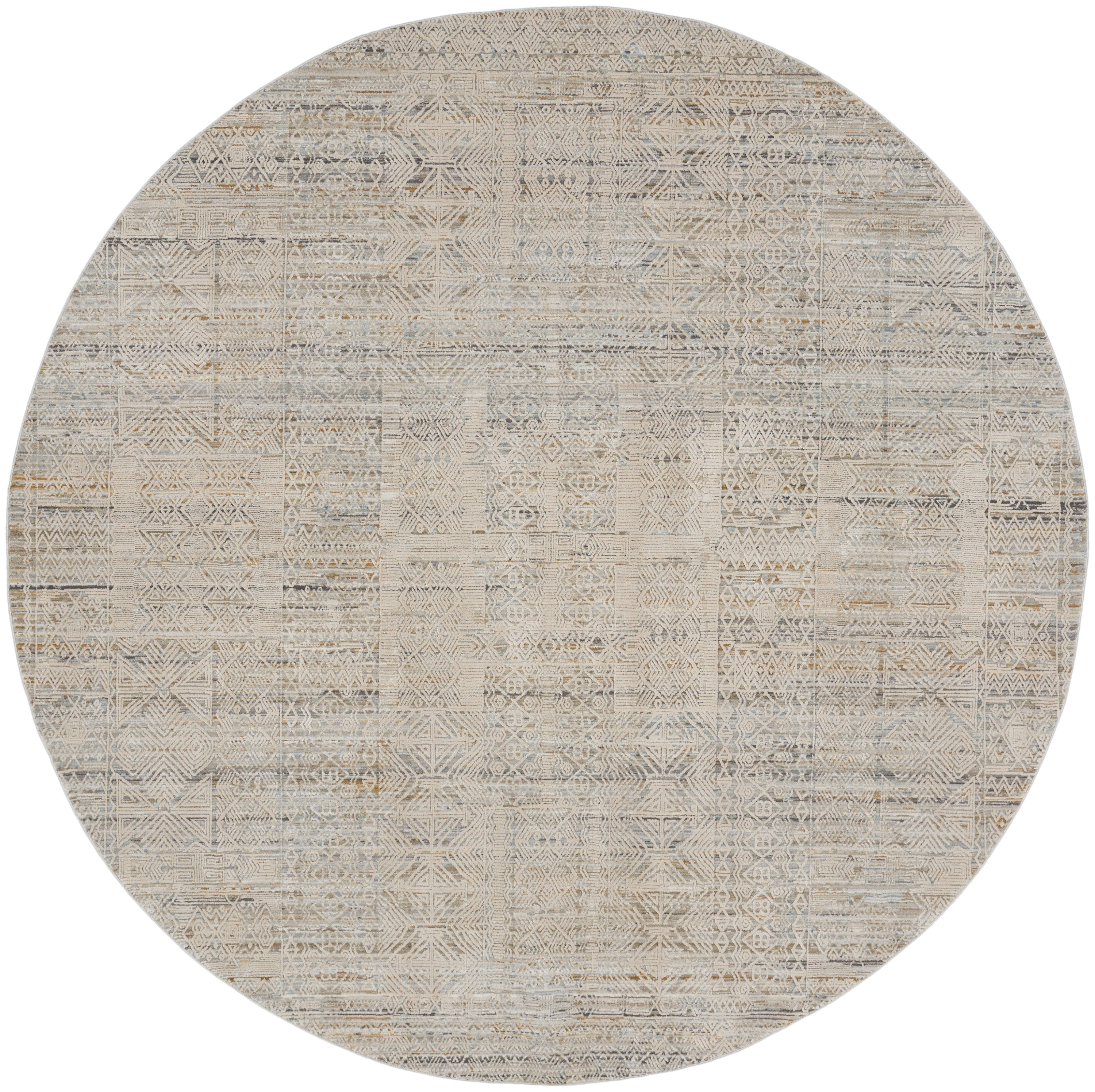 Nourison Lynx 7’10” x Round Ivory Multicolor Vintage Indoor Rug