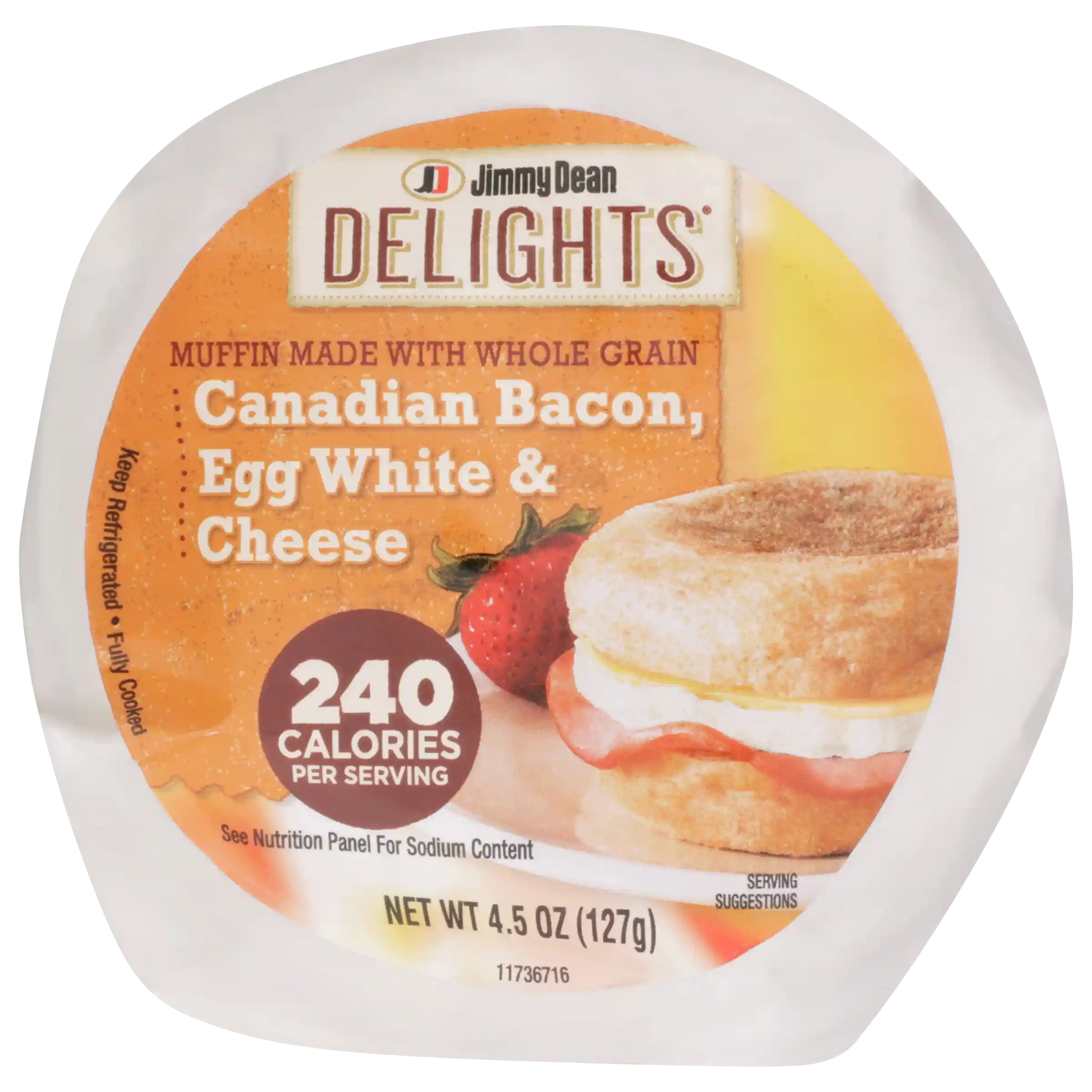 Jimmy Dean Delights® Butcher Wrapped Canadian Bacon, Egg White & Cheese Whole Grain Muffin_image_3