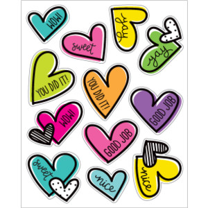 Kind Vibes Doodle Hearts Shape Stickers, Pack of 72