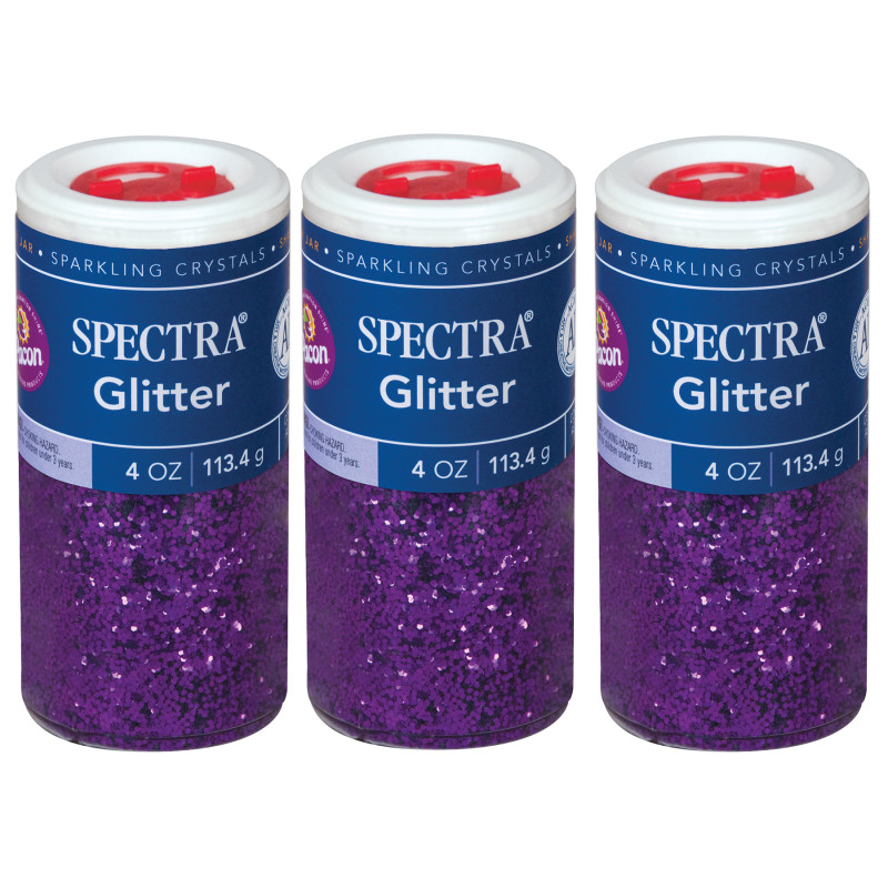 Arts & Crafts Glitter, Purple, 4 oz, 1 Jar, Pack of 3