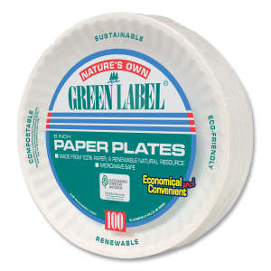 AJM Packaging Corp, Nature's Own Green Label, 6 inch Plates, 1000/Case