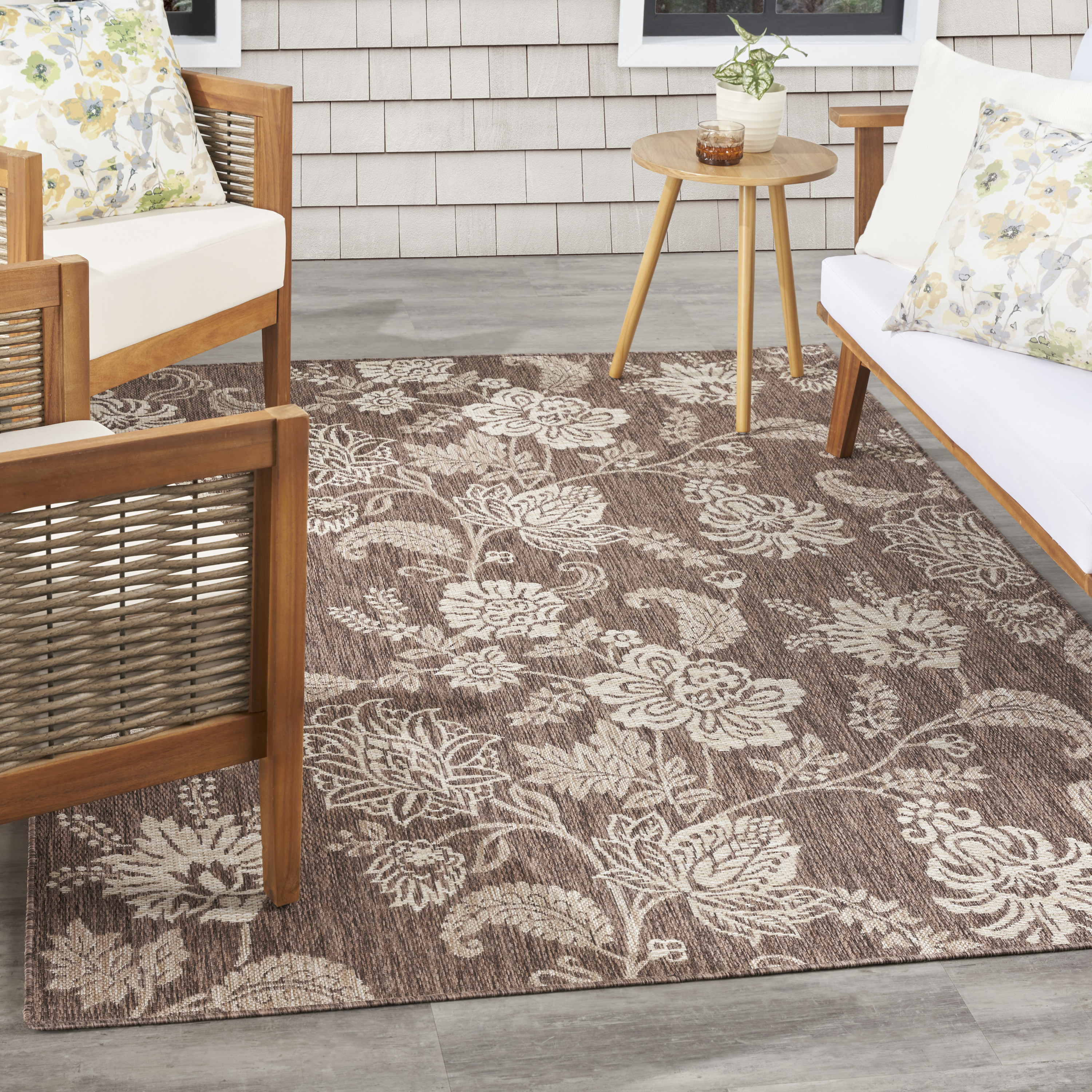 Nourison Garden Oasis 4' x 6' Mocha Tropical Rug