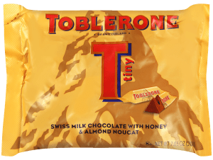 Tiny Toblerone Milk Chocolate Bars with Honey and Almond Nougat, 7.05 oz (25 Pieces)