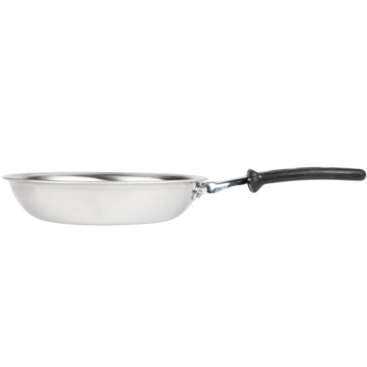 8-inch Tribute® 3-ply fry pan with natural finish and TriVent silicone handle