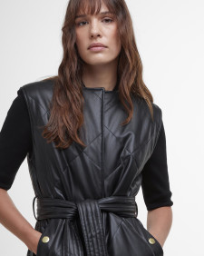 Rosa Faux-Leather Quilted Gilet Classic Black