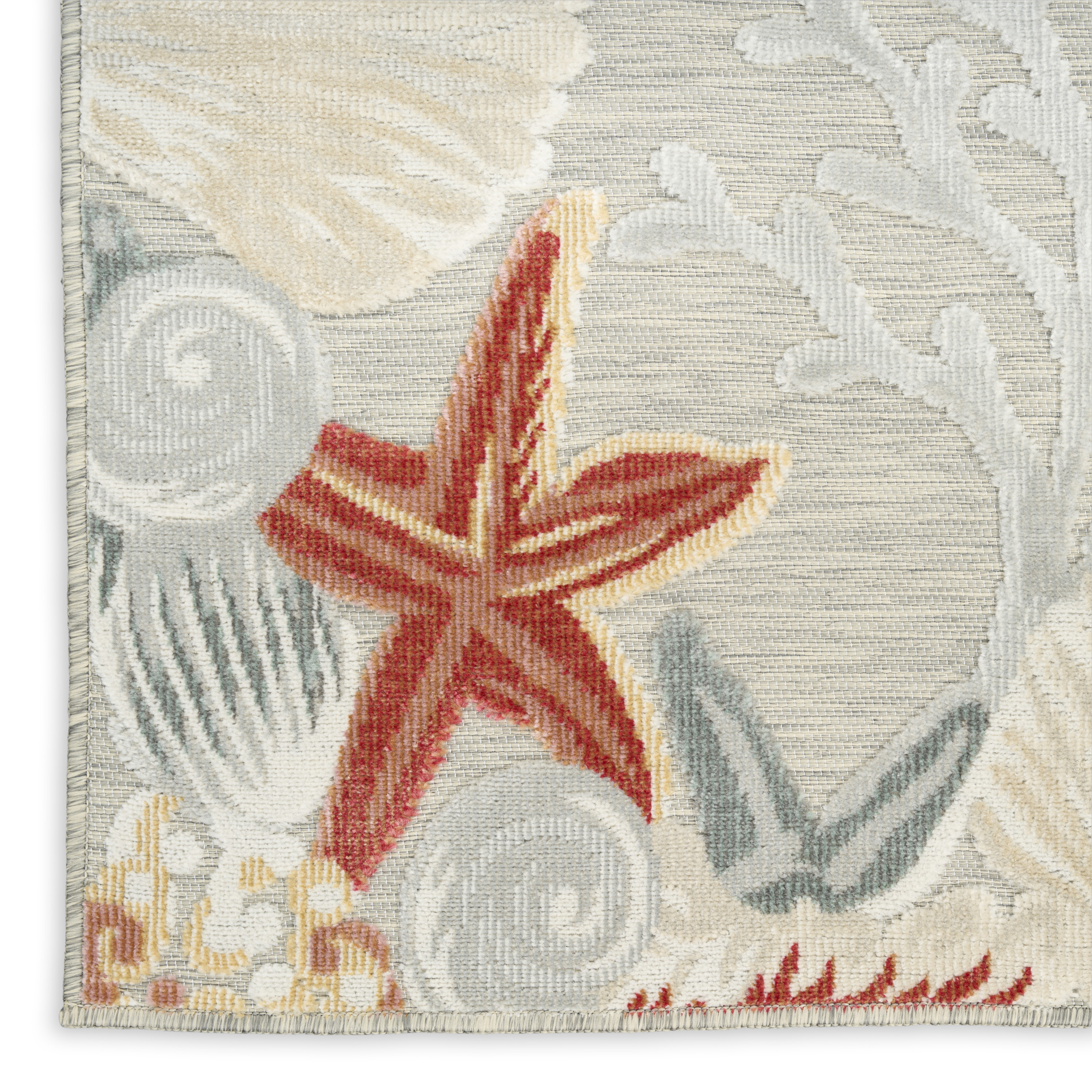 Nourison Suncoast 5'3" x 7'3" Grey Multicolor Coastal, Nautical & Beach Rug