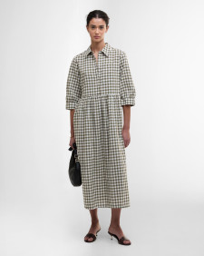 Adele Gingham Midi Dress Dusky Green Check