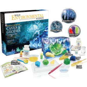 Crystal Growing Caves and Geodes - Science Kit for Ages 8+ - Grow Stalagmites, Columns and More - Includes Display Case