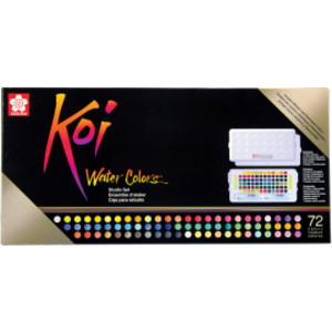 Koi Water Colors Studio Sketch Box with 2 Brushes, 72 Colors