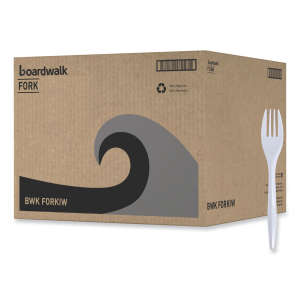Boardwalk, Mediumweight Wrapped Polypropylene Cutlery, Fork, White