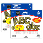 Carson Dellosa Education Sparkle + Shine Gold Glitter Combo Pack EZ Letters, 4-inch, 219 Pieces Per Pack, 2 Packs CD-130083-2