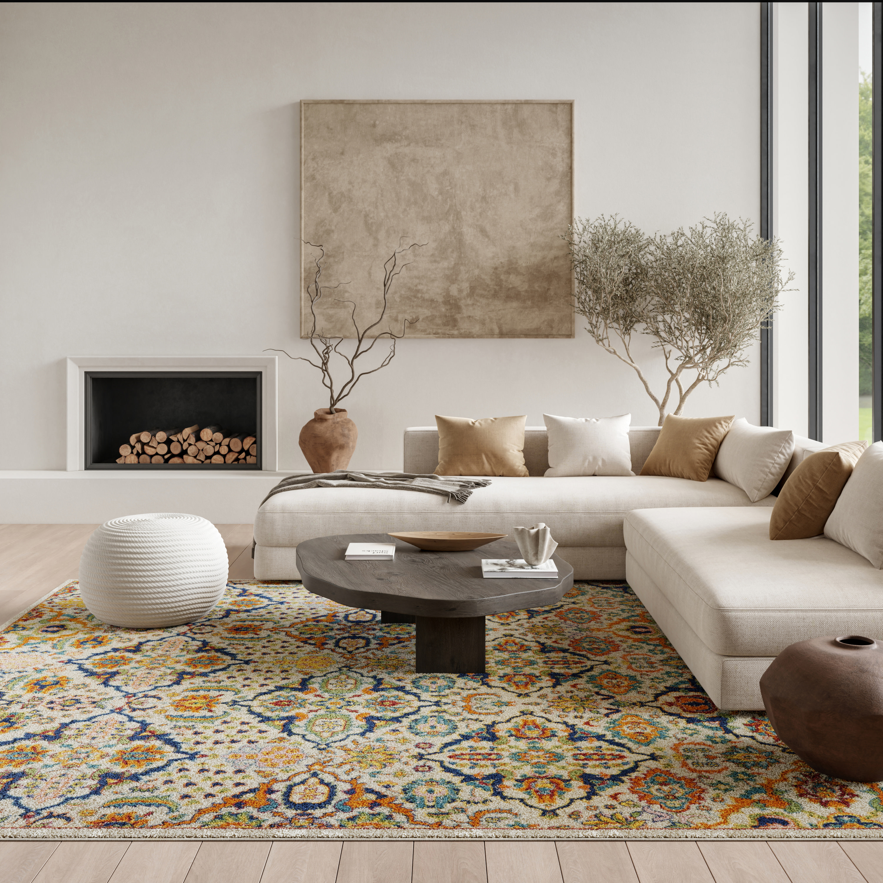 Nourison Allur 7' x 10' Ivory Multicolor Bohemian Indoor Rug