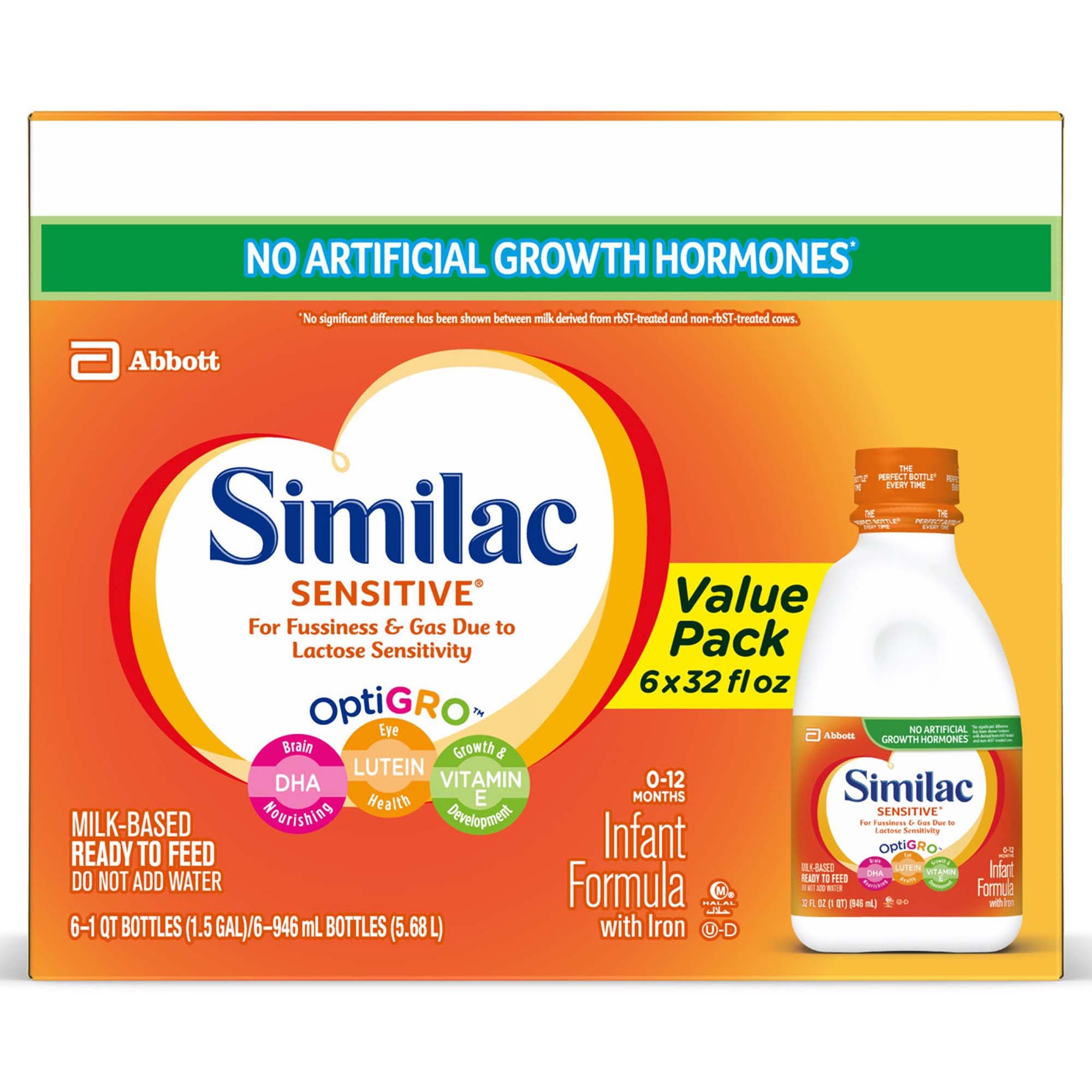 Similac® Sensitive® Ready to Use Infant Formula, 1-quart bottle