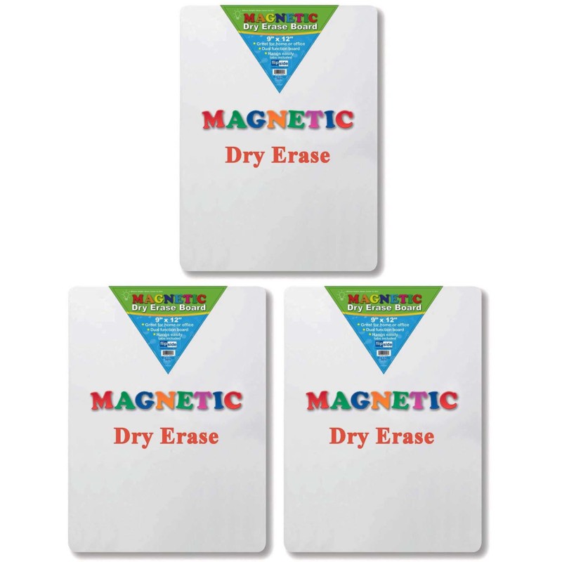 Magnetic Dry Erase Board, 9" x 12", Pack of 3